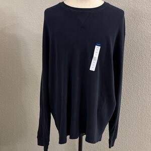 NWT Arizona Jeans Co Navy Shadow Long Sleeve Thermal Crew Neck Shirt Size XXL